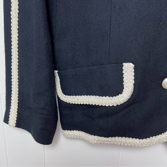 Vintage 80s Black & Cream Braid Pearl Button Cropped Jacket Women’s Size Large - Picture 8 of 12